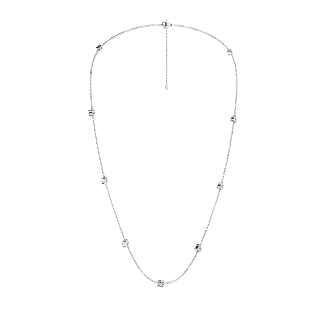 Diamond Station Necklace (Round) in 14K White Gold – Silvadi Jewelry Aurora CO
