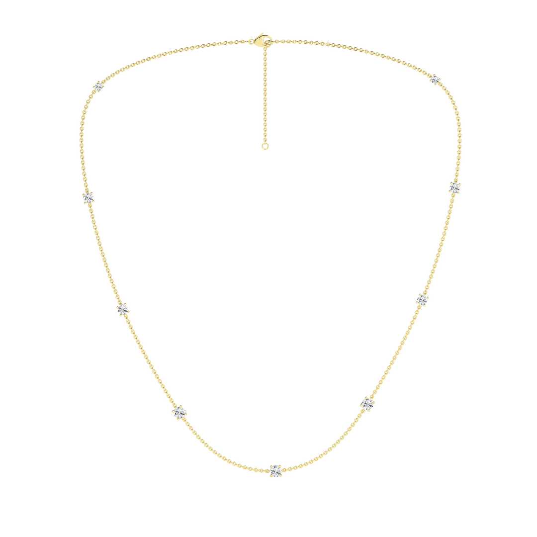 Diamond Station Necklace (Round) in 14K Yellow Gold – Silvadi Jewelry Aurora CO
