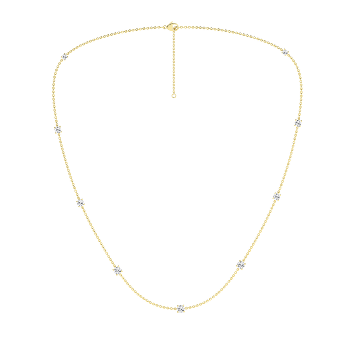 Diamond Station Necklace (Round) in 14K Yellow Gold – Silvadi Jewelry Aurora CO