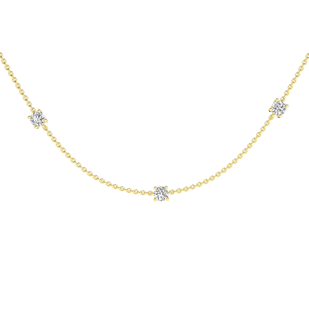 Diamond Station Necklace (Round) in 14K Yellow Gold – Silvadi Jewelry Aurora CO
