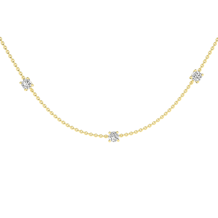 Diamond Station Necklace (Round) in 14K Yellow Gold – Silvadi Jewelry Aurora CO
