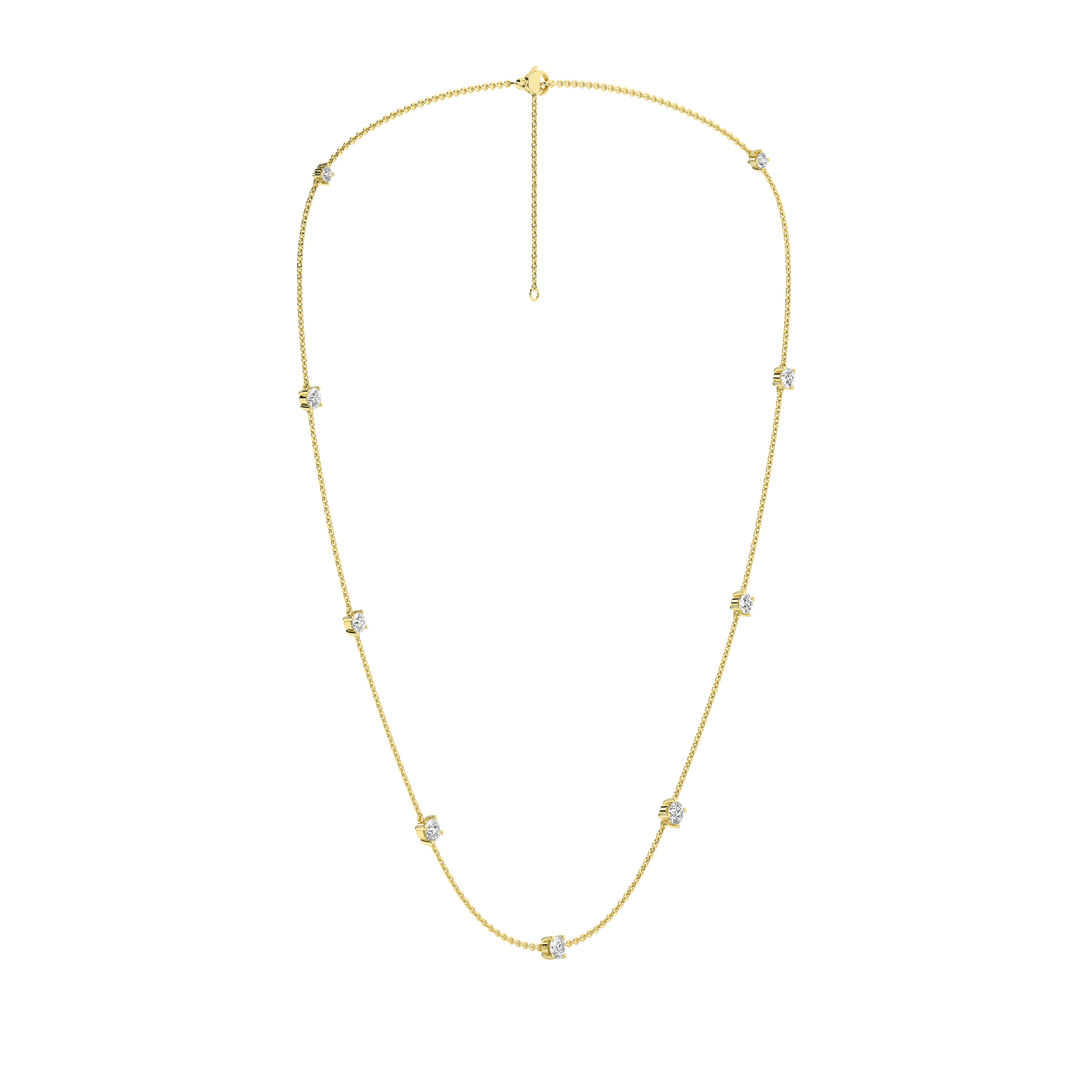 Diamond Station Necklace (Round) in 14K Yellow Gold – Silvadi Jewelry Aurora CO