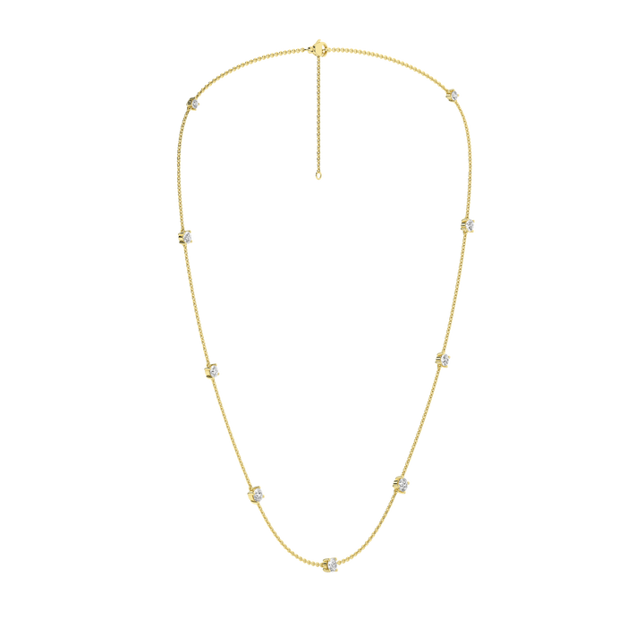 Diamond Station Necklace (Round) in 14K Yellow Gold – Silvadi Jewelry Aurora CO