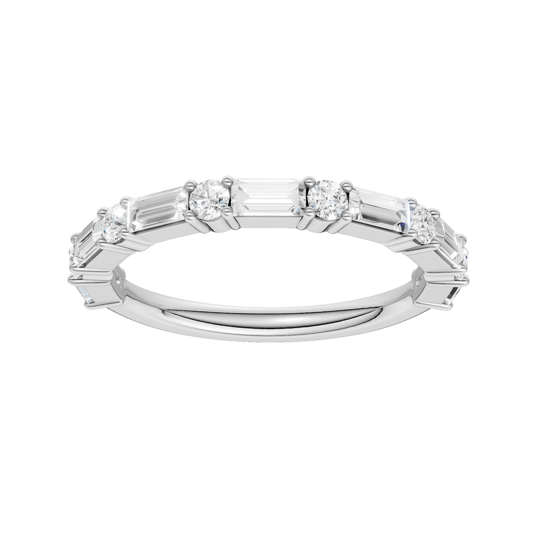 Diamond Wedding Band (Round, Baguette) in 14K White Gold – Silvadi Jewelry Aurora CO