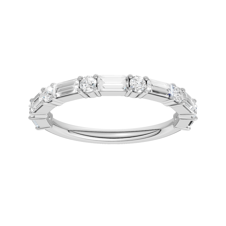 Diamond Wedding Band (Round, Baguette) in 14K White Gold – Silvadi Jewelry Aurora CO