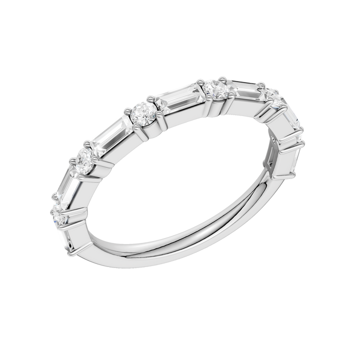 Diamond Wedding Band (Round, Baguette) in 14K White Gold – Silvadi Jewelry Aurora CO