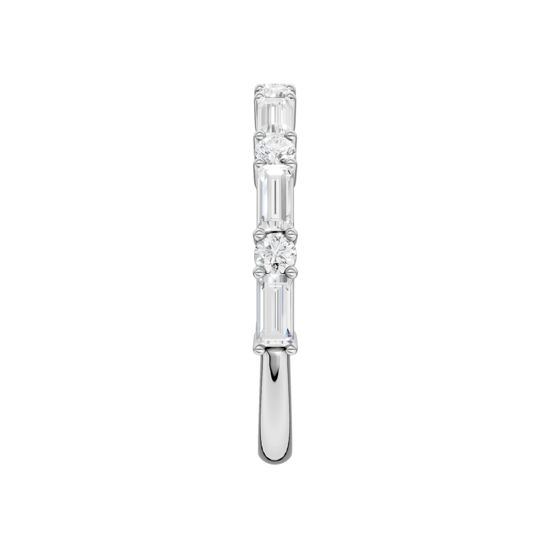 Diamond Wedding Band (Round, Baguette) in 14K White Gold – Silvadi Jewelry Aurora CO