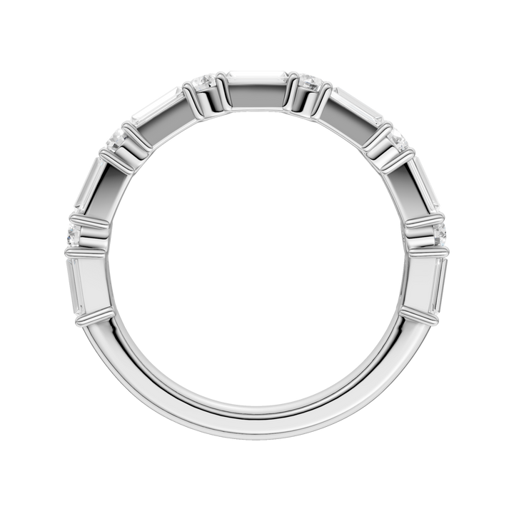 Diamond Wedding Band (Round, Baguette) in 14K White Gold – Silvadi Jewelry Aurora CO