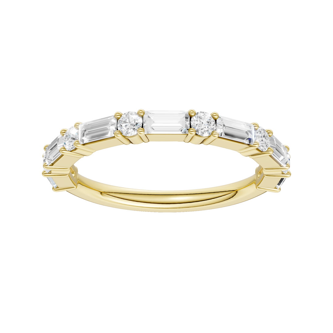 Diamond Wedding Band (Round, Baguette) in 14K Yellow Gold – Silvadi Jewelry Aurora CO