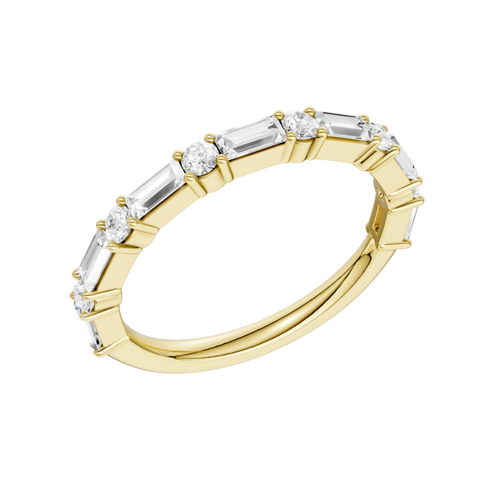 Diamond Wedding Band (Round, Baguette) in 14K Yellow Gold – Silvadi Jewelry Aurora CO
