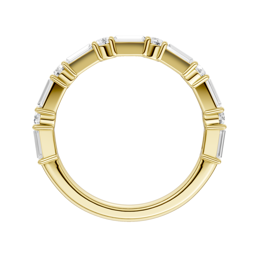 Diamond Wedding Band (Round, Baguette) in 14K Yellow Gold – Silvadi Jewelry Aurora CO