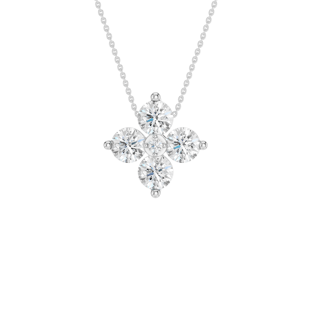 Lab Grown Petals Diamonds Pendant Necklace with Box Chain in 14K White Gold – Silvadi Jewelry Aurora CO