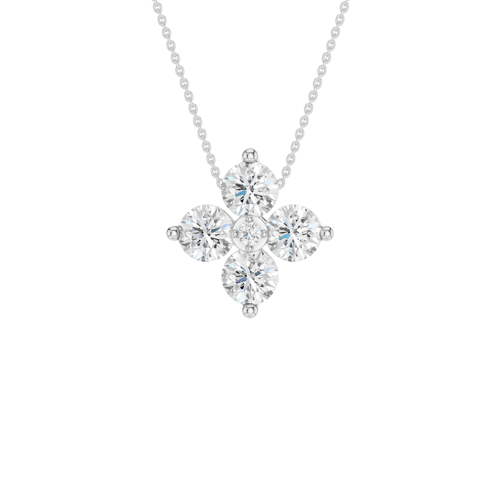 Lab Grown Petals Diamonds Pendant Necklace with Box Chain in 14K White Gold – Silvadi Jewelry Aurora CO