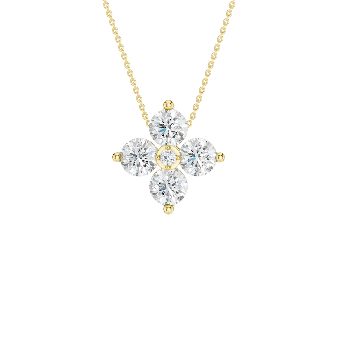 Lab Grown Petals Diamonds Pendant Necklace with Box Chain in 14K Yellow Gold – Silvadi Jewelry Aurora CO
