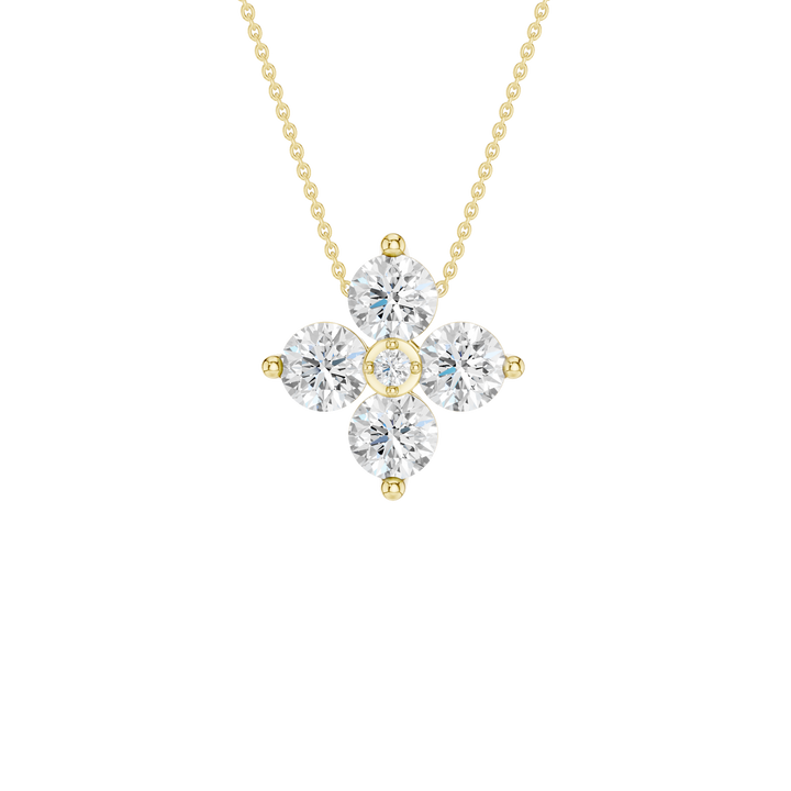 Lab Grown Petals Diamonds Pendant Necklace with Box Chain in 14K Yellow Gold – Silvadi Jewelry Aurora CO