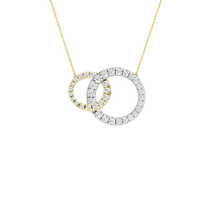 Double Diamond Interlink Circle Pendant (Round) in 14K Two-Tone White and Yellow Gold – Silvadi Jewelry Aurora CO