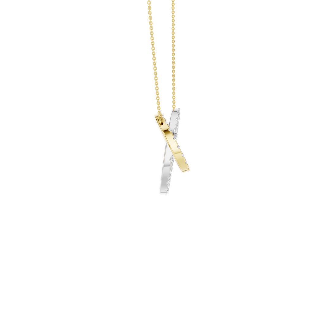 Double Diamond Interlink Circle Pendant (Round) in 14K Two-Tone White and Yellow Gold – Silvadi Jewelry Aurora CO