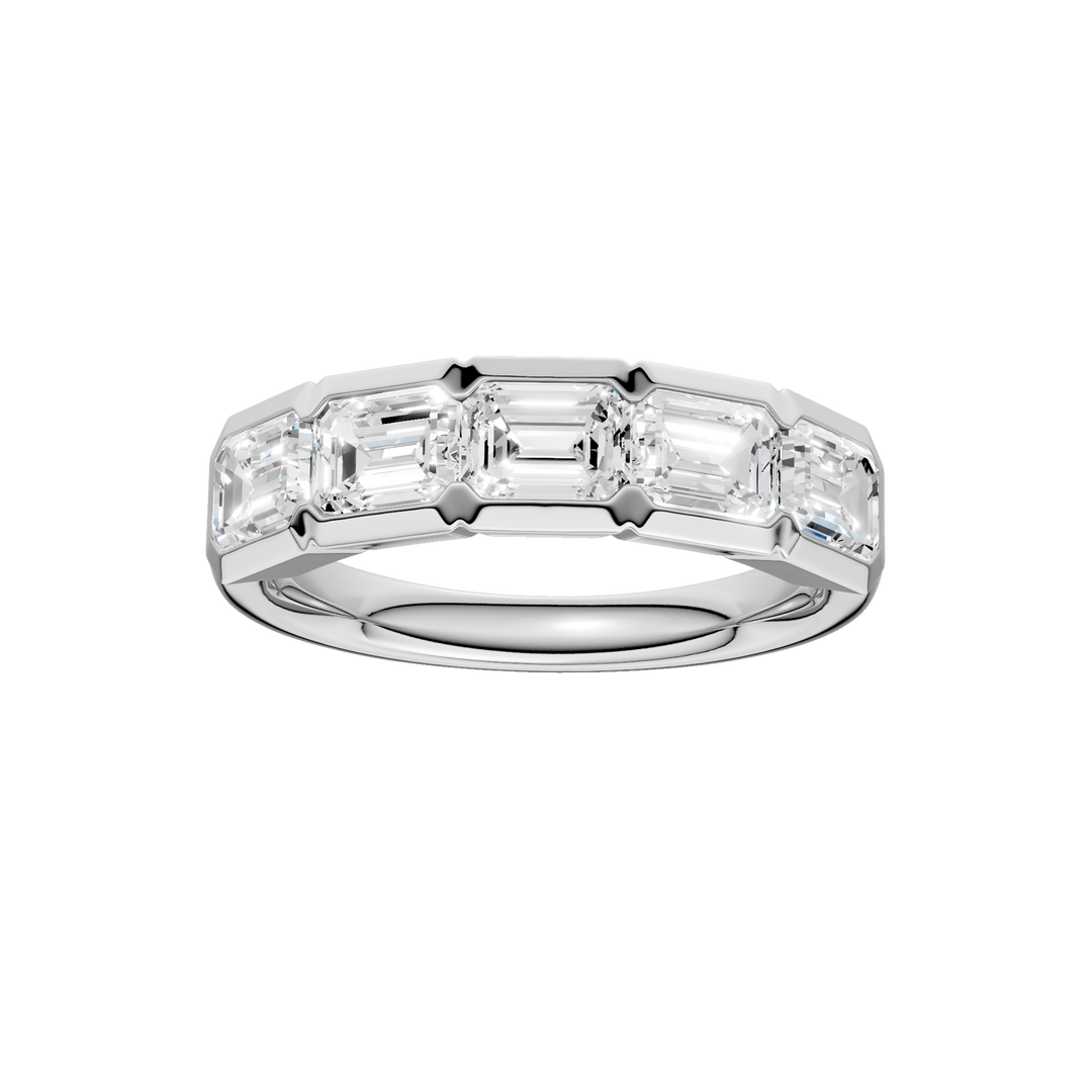 East West Bezel Set Ring (Emerald) in 14K White Gold – Silvadi Jewelry Aurora CO