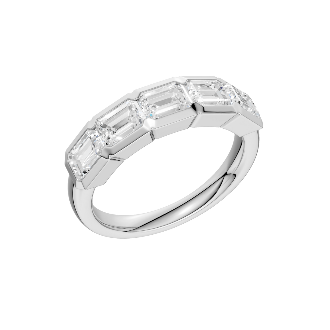 East West Bezel Set Ring (Emerald) in 14K White Gold – Silvadi Jewelry Aurora CO