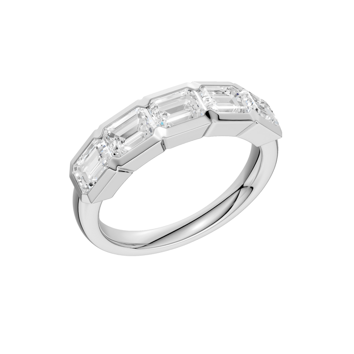 East West Bezel Set Ring (Emerald) in 14K White Gold – Silvadi Jewelry Aurora CO