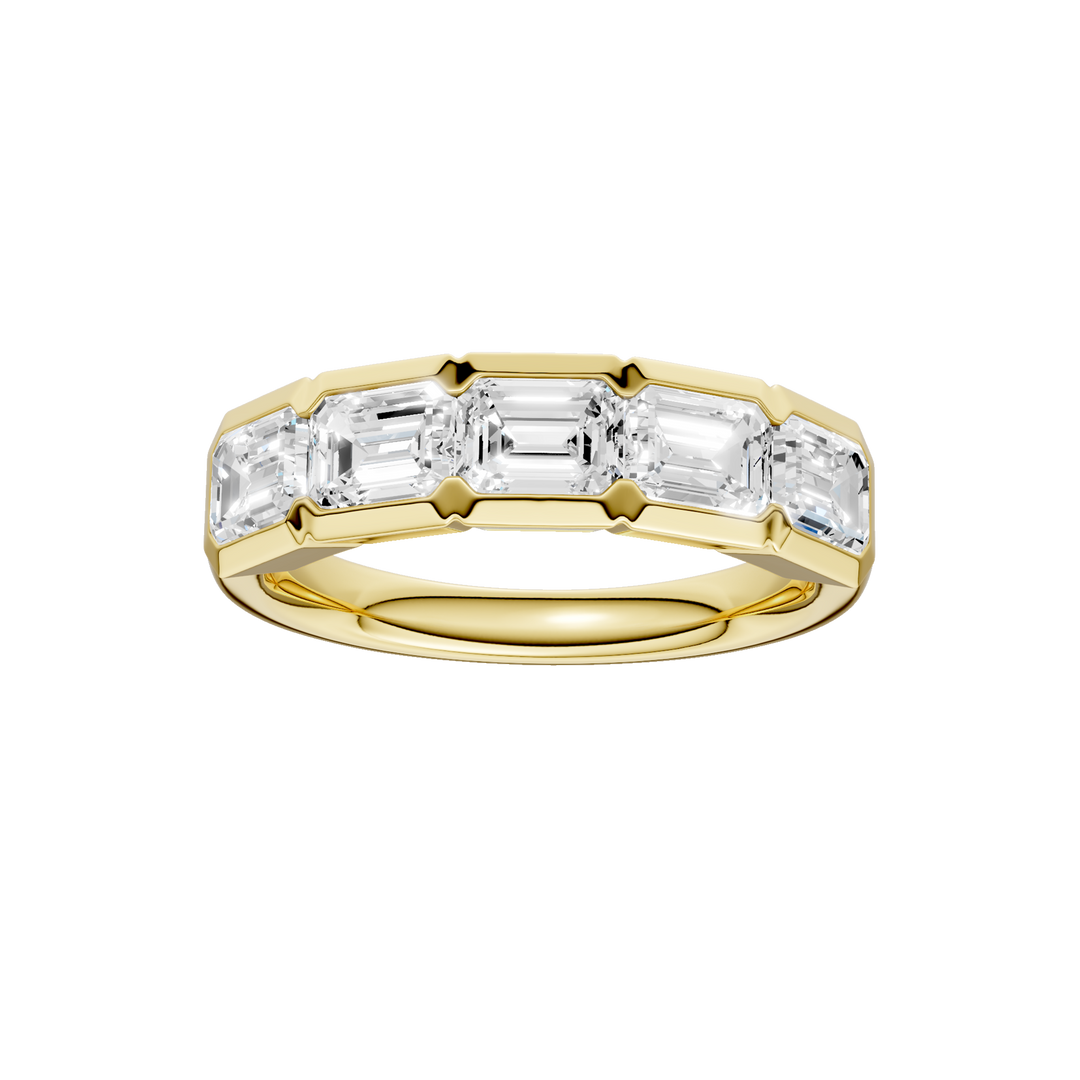 East West Bezel Set Ring (Emerald) in 14K Yellow Gold – Silvadi Jewelry Aurora CO