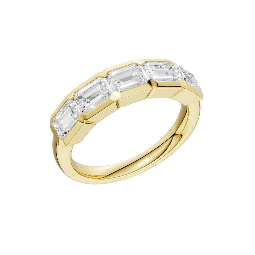 East West Bezel Set Ring (Emerald) in 14K Yellow Gold – Silvadi Jewelry Aurora CO