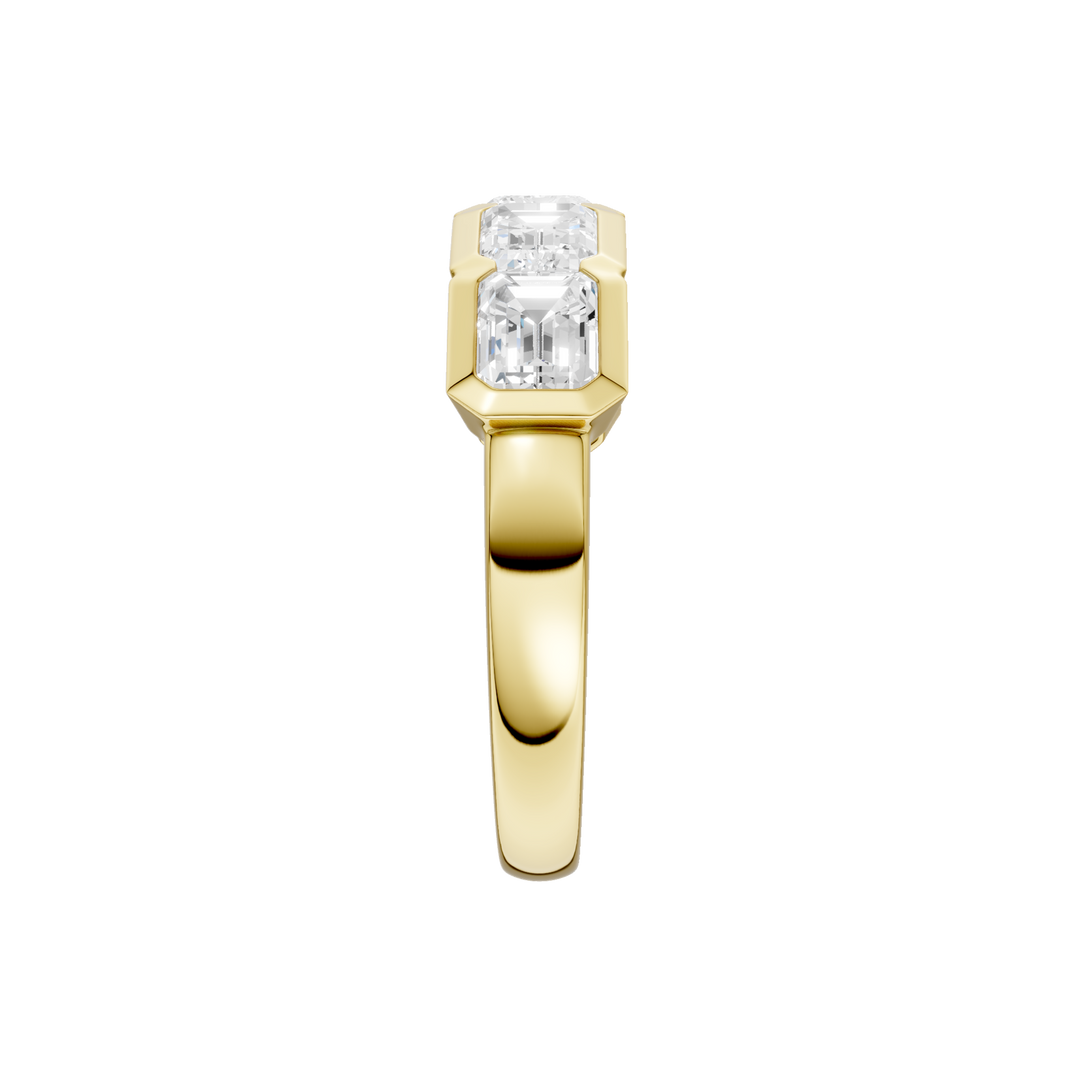 East West Bezel Set Ring (Emerald) in 14K Yellow Gold – Silvadi Jewelry Aurora CO
