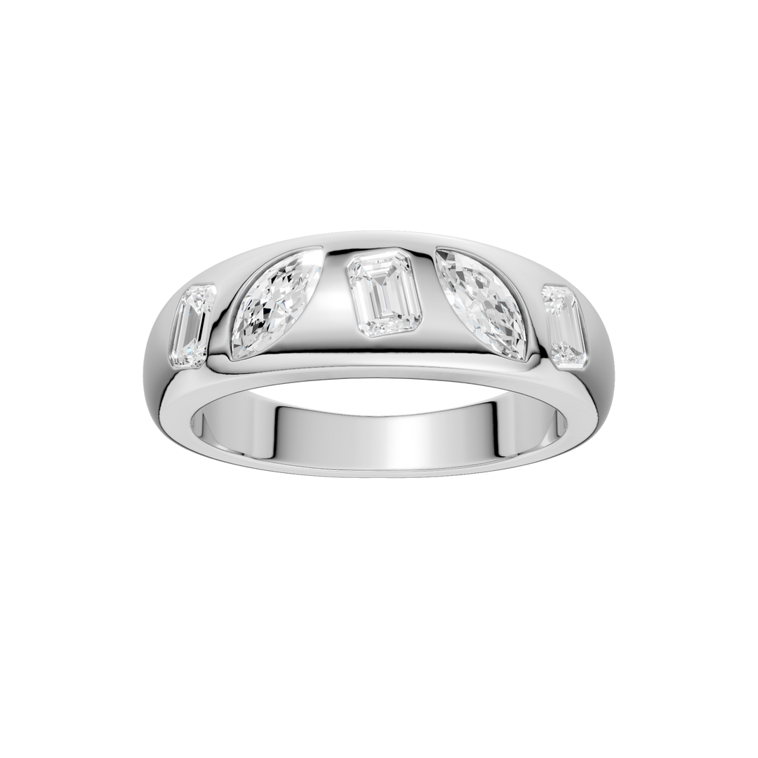 Fancy Shape Flush Set Diamond Ring (Emerald, Marquise) in 14K White Gold – Silvadi Jewelry Aurora CO