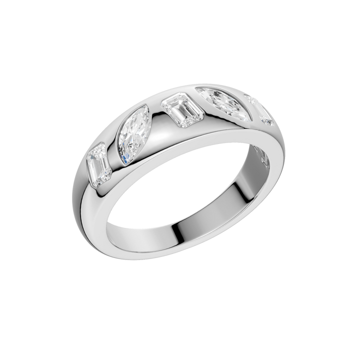 Fancy Shape Flush Set Diamond Ring (Emerald, Marquise) in 14K White Gold – Silvadi Jewelry Aurora CO