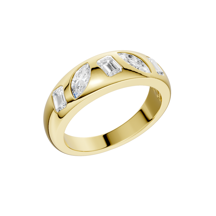 Fancy Shape Flush Set Diamond Ring (Emerald, Marquise) in 14K Yellow Gold – Silvadi Jewelry Aurora CO