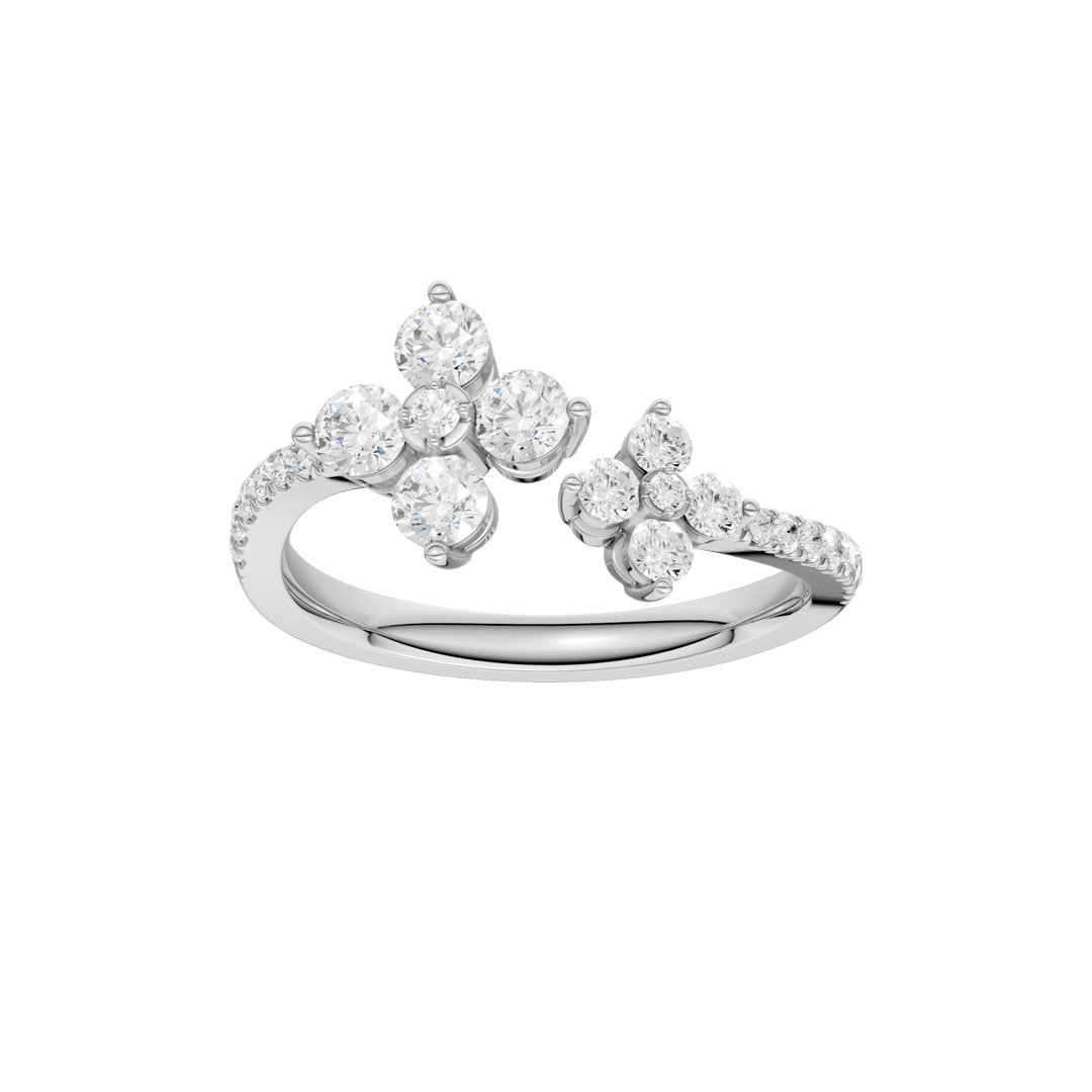 Flower Petals Diamond Cuff Ring (Round) in 14K White Gold – Silvadi Jewelry Aurora CO