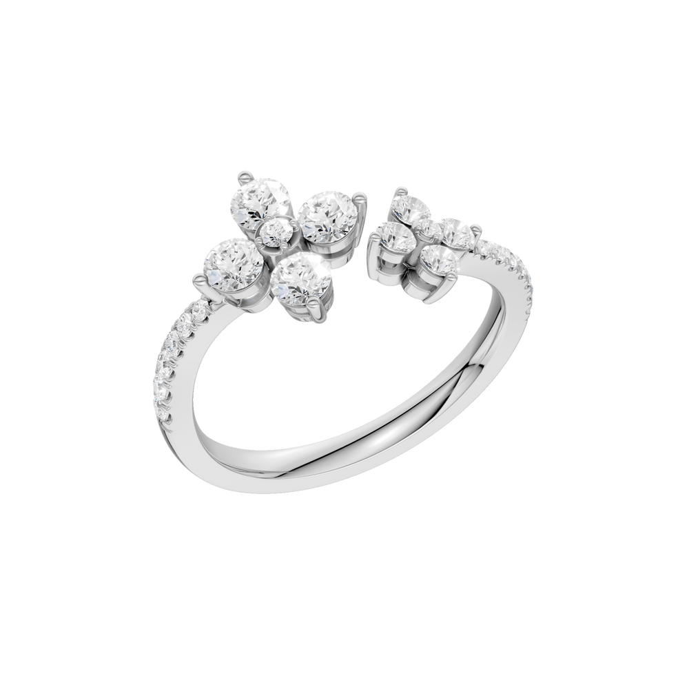 Flower Petals Diamond Cuff Ring (Round) in 14K White Gold – Silvadi Jewelry Aurora CO