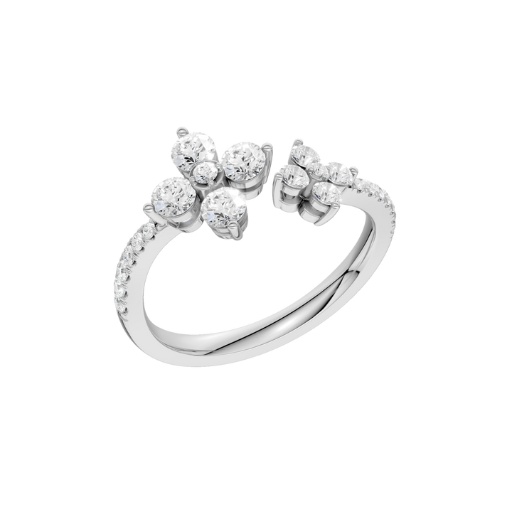 Flower Petals Diamond Cuff Ring (Round) in 14K White Gold – Silvadi Jewelry Aurora CO