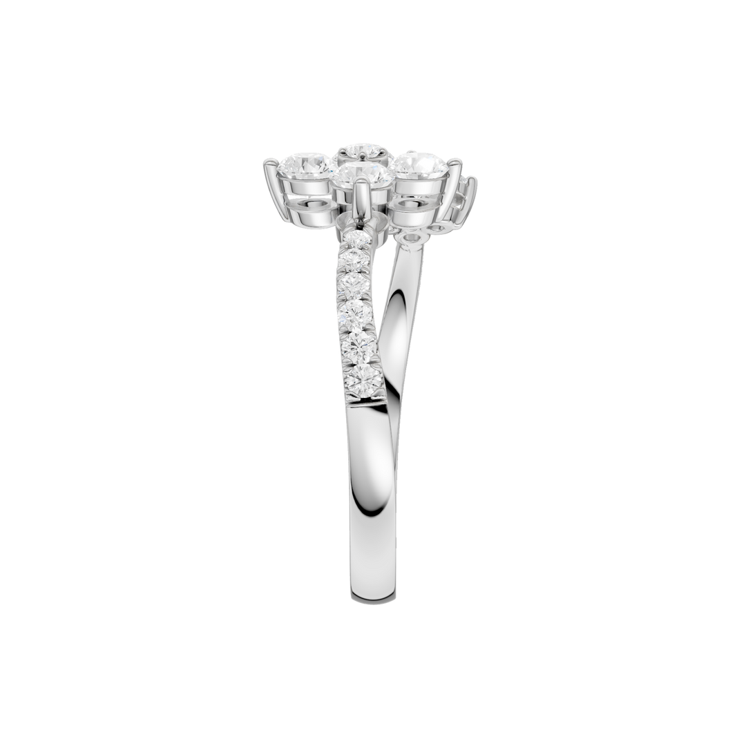 Flower Petals Diamond Cuff Ring (Round) in 14K White Gold – Silvadi Jewelry Aurora CO