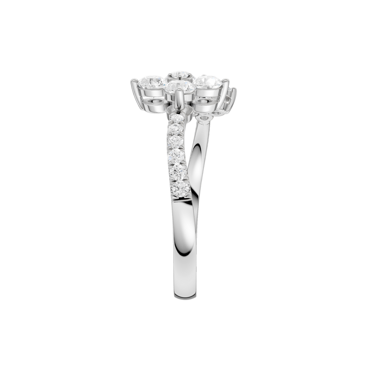 Flower Petals Diamond Cuff Ring (Round) in 14K White Gold – Silvadi Jewelry Aurora CO