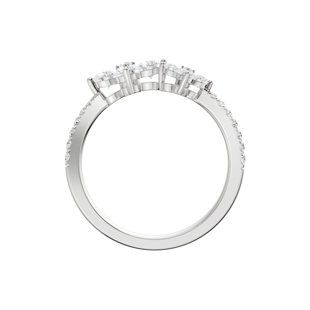 Flower Petals Diamond Cuff Ring (Round) in 14K White Gold – Silvadi Jewelry Aurora CO