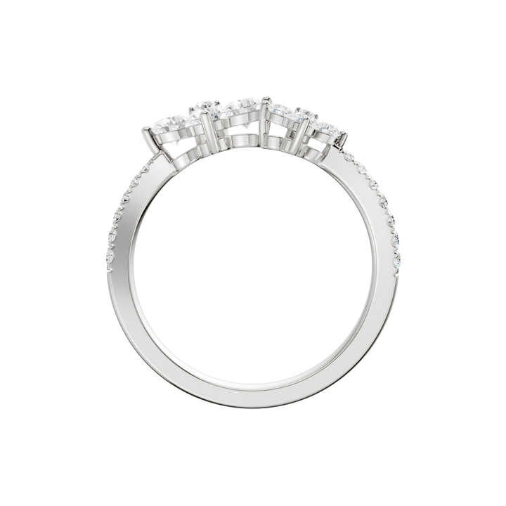 Flower Petals Diamond Cuff Ring (Round) in 14K White Gold – Silvadi Jewelry Aurora CO