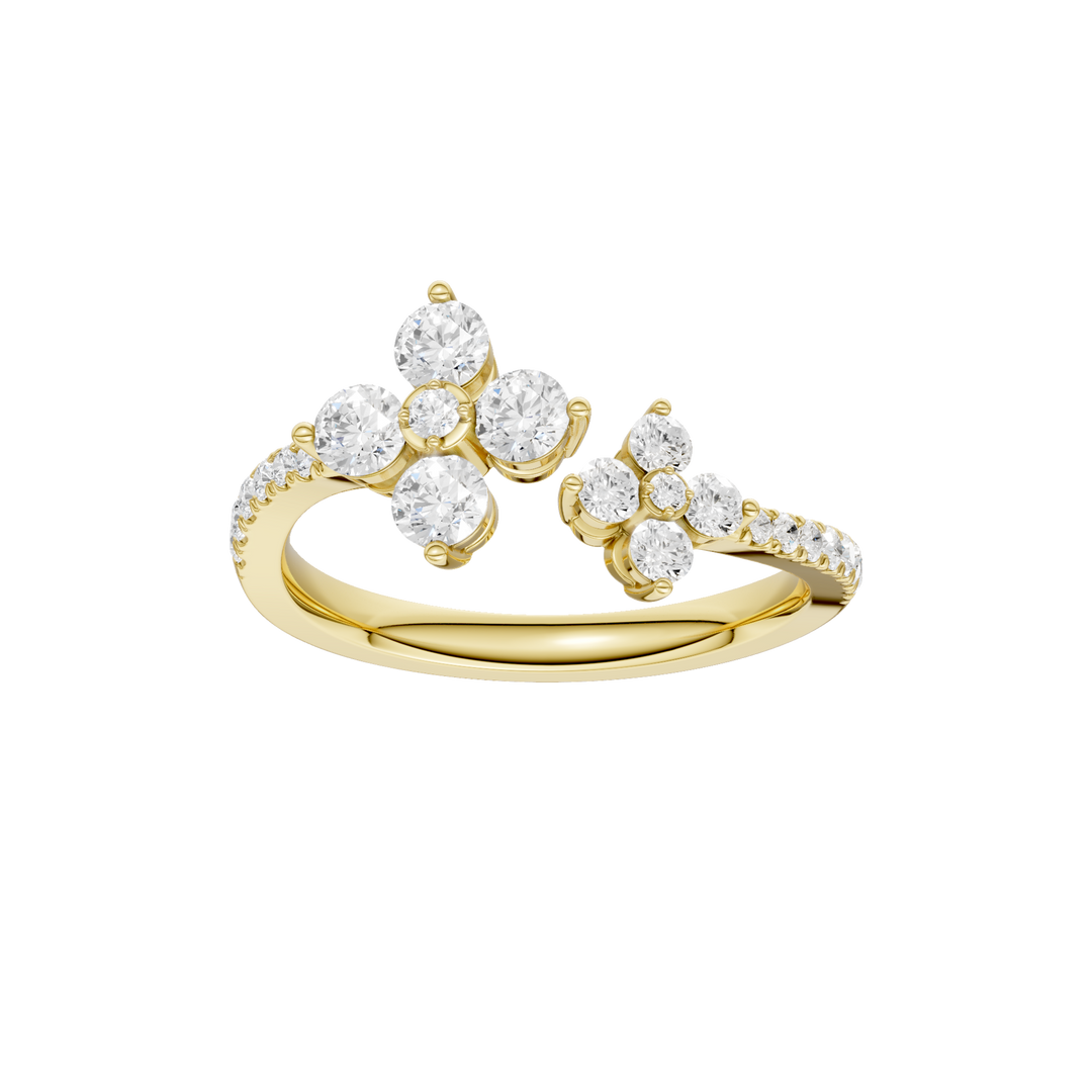 Flower Petals Diamond Cuff Ring (Round) in 14K Yellow Gold – Silvadi Jewelry Aurora CO