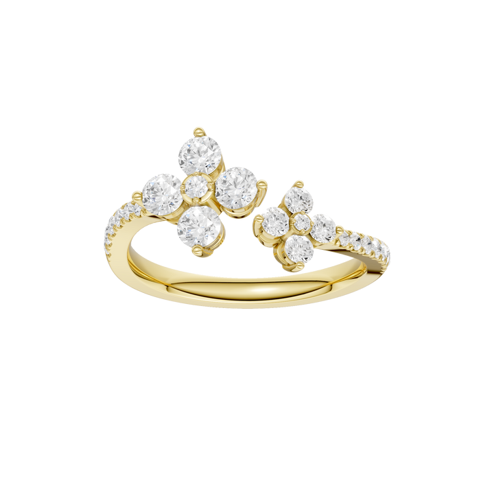 Flower Petals Diamond Cuff Ring (Round) in 14K Yellow Gold – Silvadi Jewelry Aurora CO