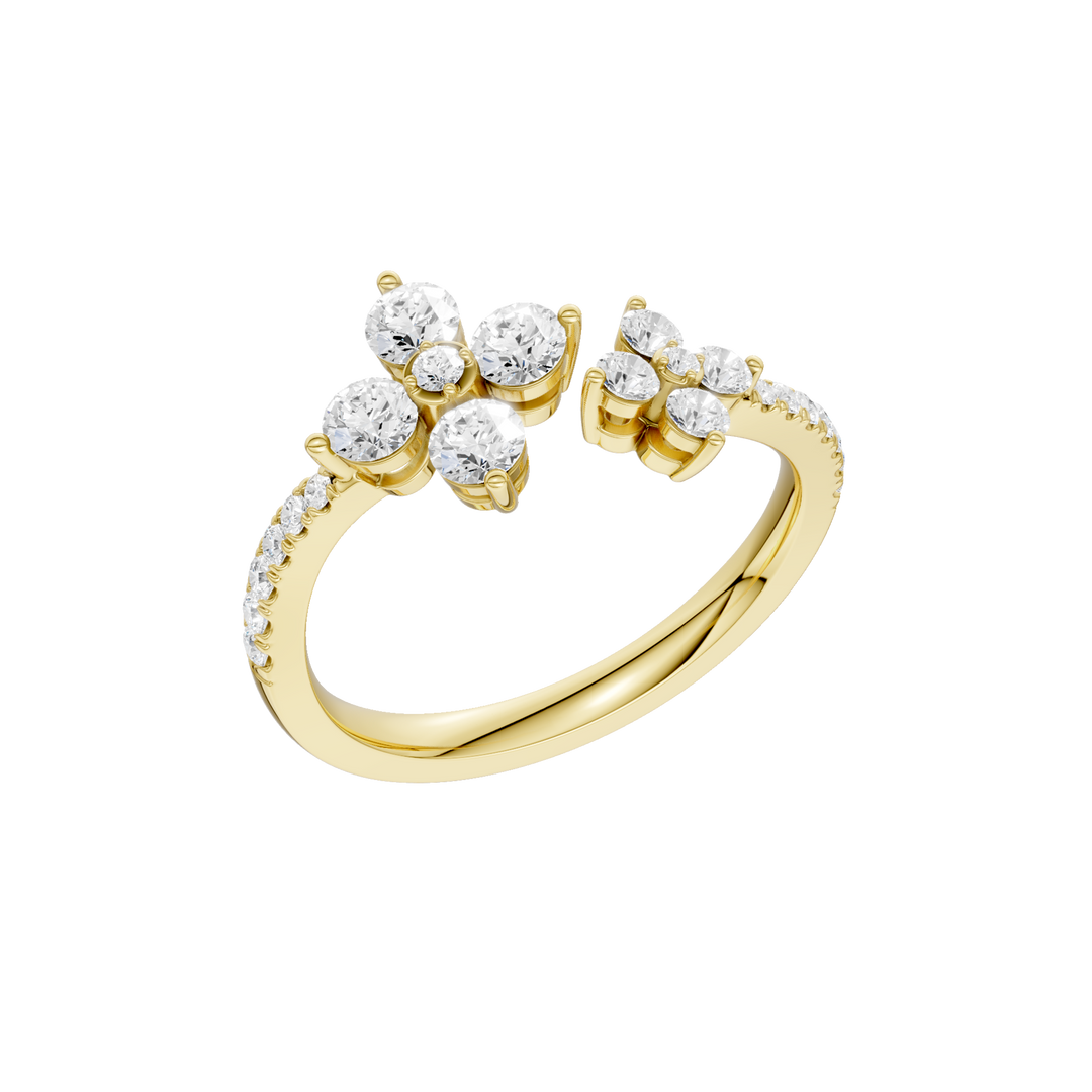 Flower Petals Diamond Cuff Ring (Round) in 14K Yellow Gold – Silvadi Jewelry Aurora CO