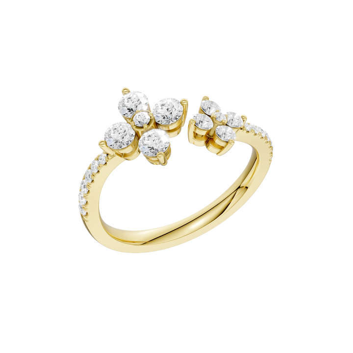 Flower Petals Diamond Cuff Ring (Round) in 14K Yellow Gold – Silvadi Jewelry Aurora CO