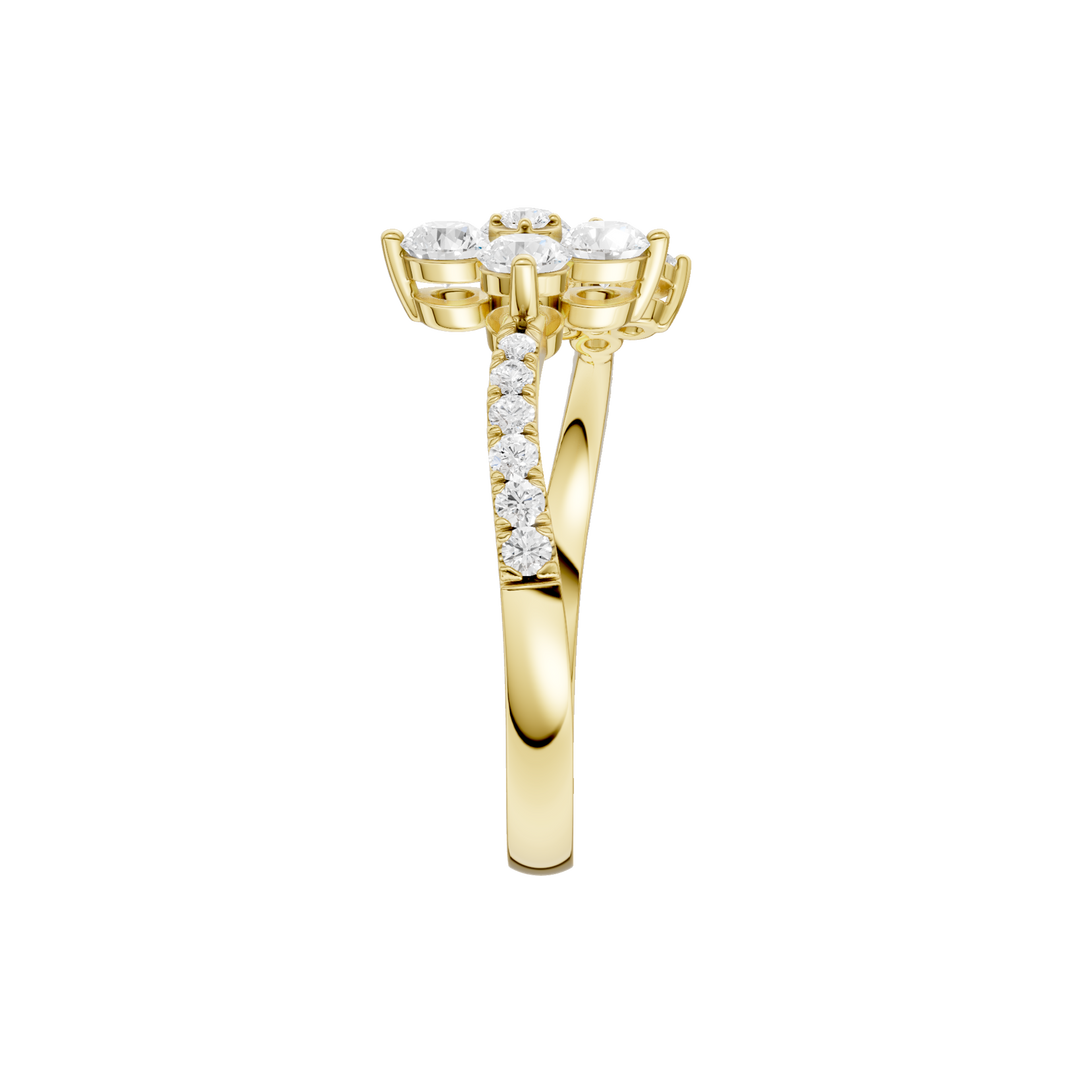 Flower Petals Diamond Cuff Ring (Round) in 14K Yellow Gold – Silvadi Jewelry Aurora CO