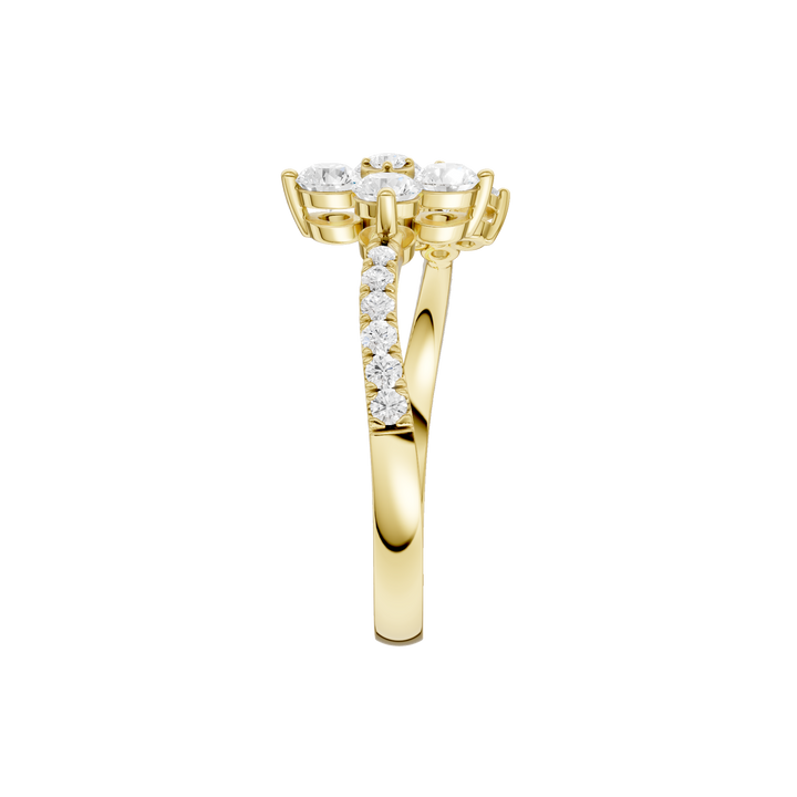 Flower Petals Diamond Cuff Ring (Round) in 14K Yellow Gold – Silvadi Jewelry Aurora CO