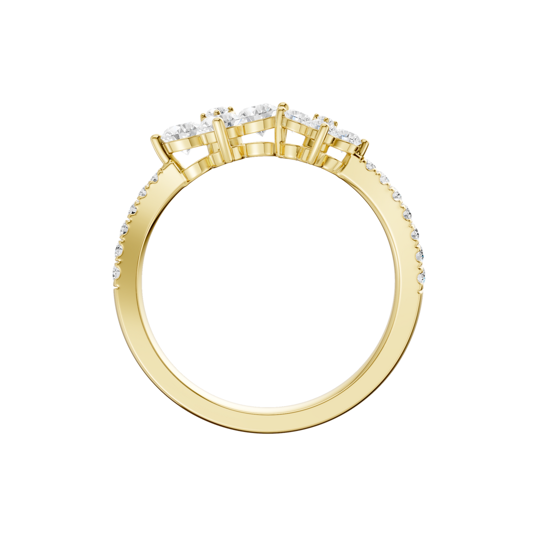 Flower Petals Diamond Cuff Ring (Round) in 14K Yellow Gold – Silvadi Jewelry Aurora CO
