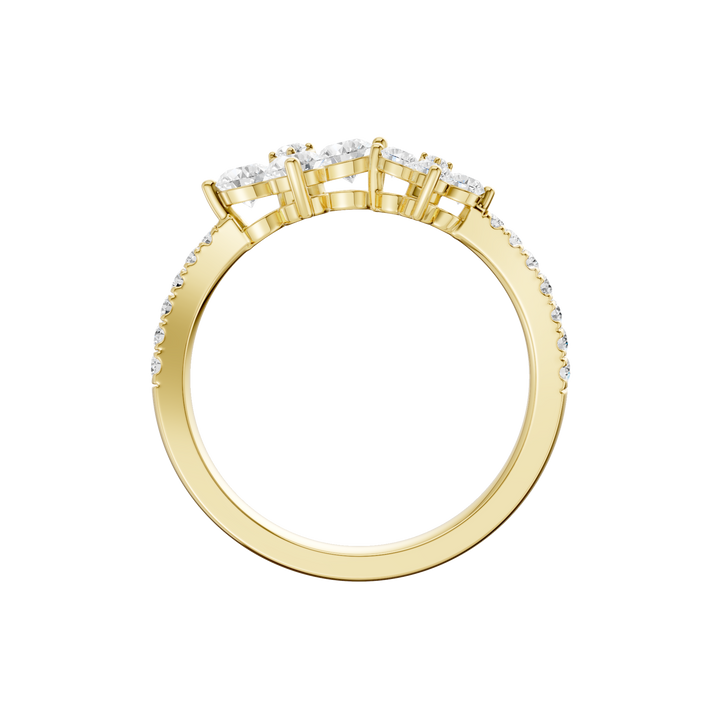 Flower Petals Diamond Cuff Ring (Round) in 14K Yellow Gold – Silvadi Jewelry Aurora CO