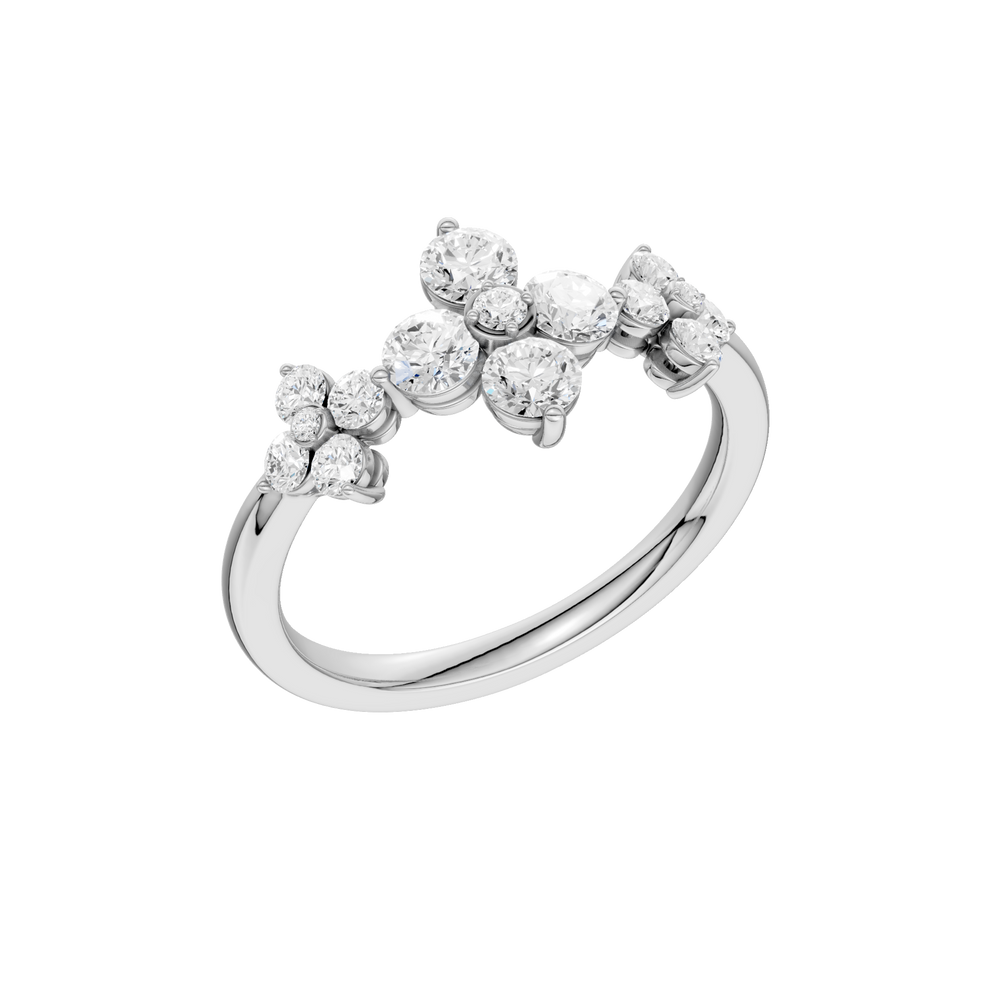 Flower Petals Diamond Ring (Round) in 14K White Gold – Silvadi Jewelry Aurora CO