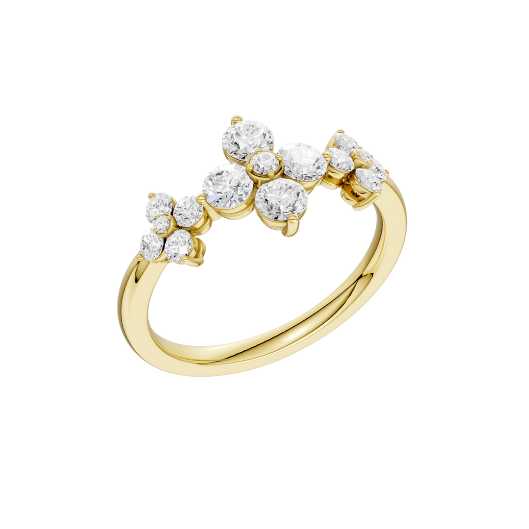 Flower Petals Diamond Ring (Round) in 14K Yellow Gold – Silvadi Jewelry Aurora CO