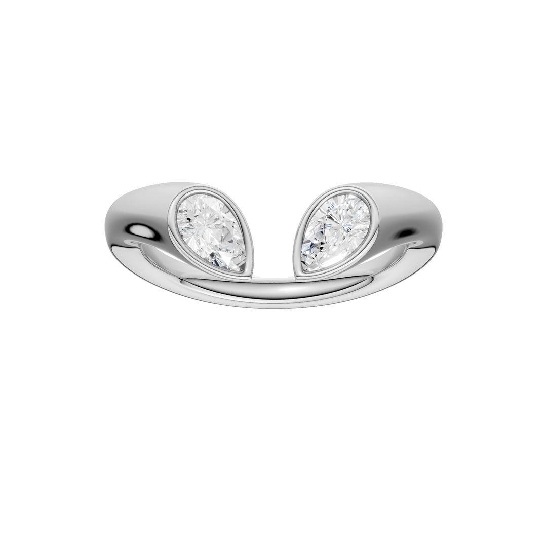 Flush-set Open End Diamond Ring (Pear) in 14K White Gold – Silvadi Jewelry Aurora CO