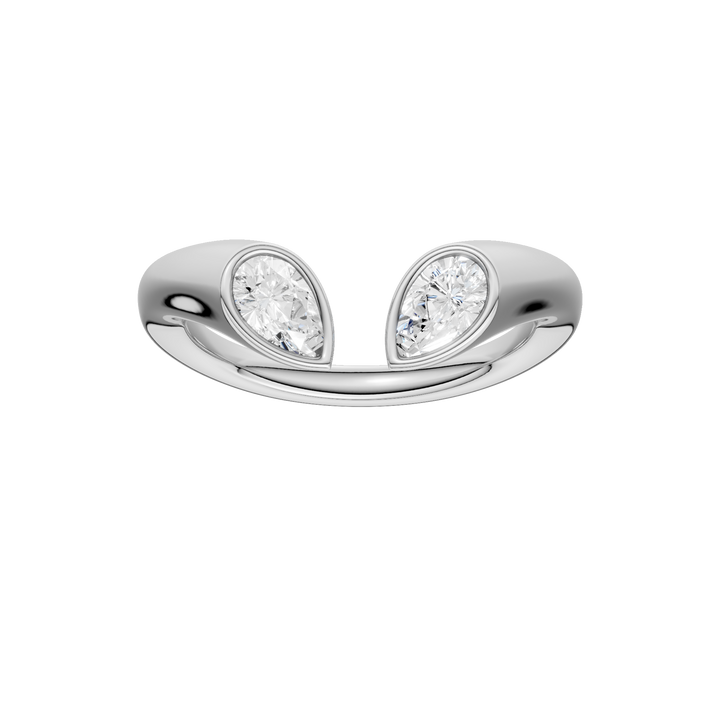 Flush-set Open End Diamond Ring (Pear) in 14K White Gold – Silvadi Jewelry Aurora CO