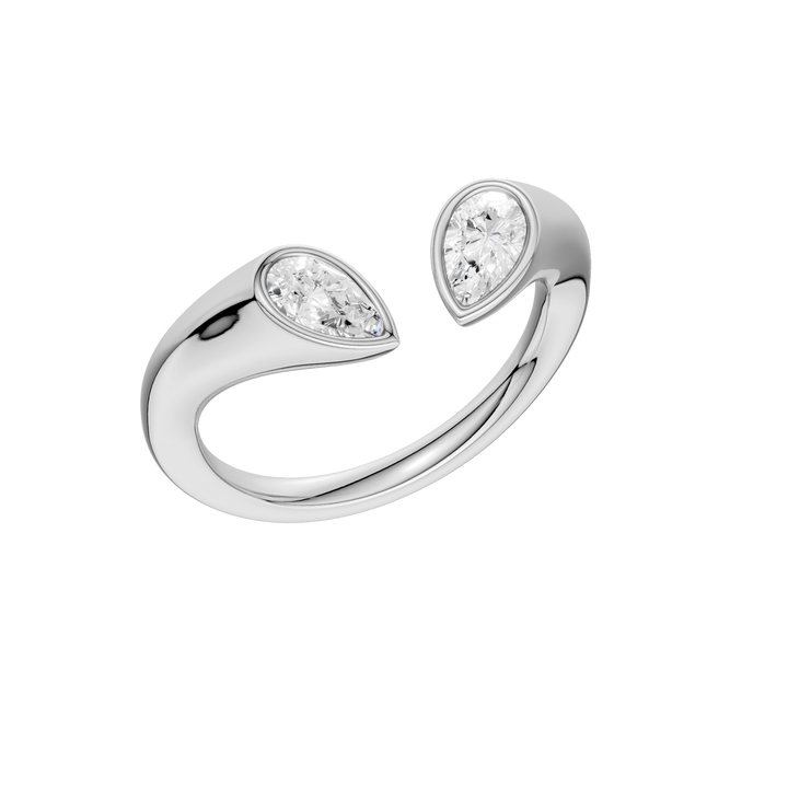 Flush-set Open End Diamond Ring (Pear) in 14K White Gold – Silvadi Jewelry Aurora CO